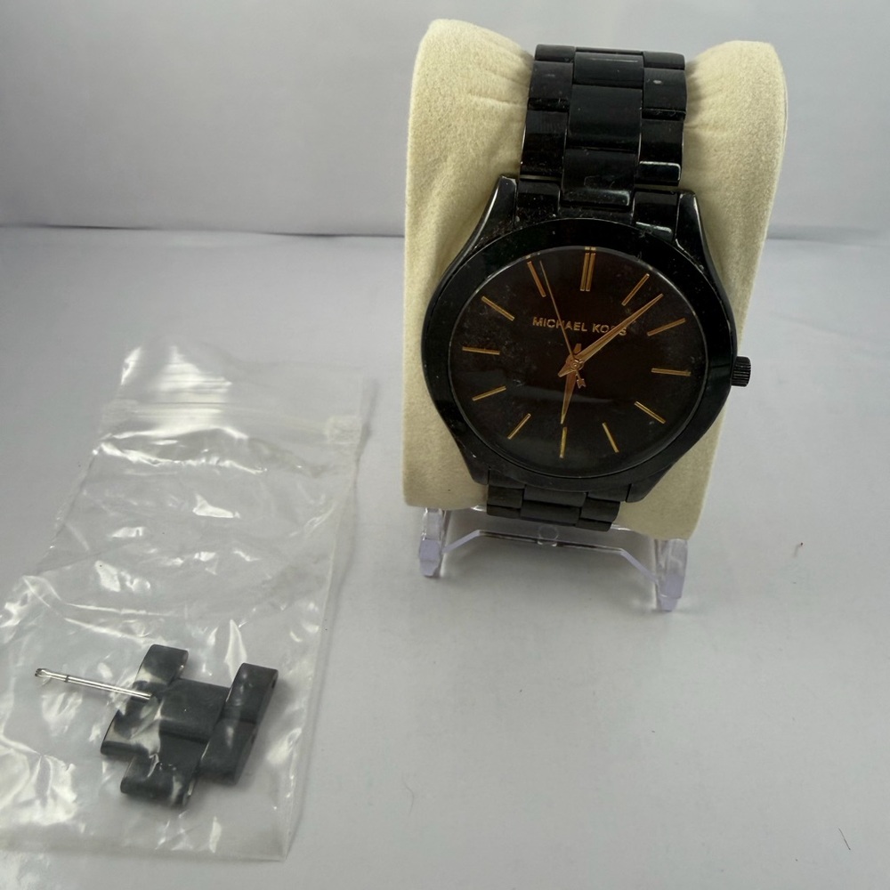 Michael Kors Black and Gold Stainless Steel Bracelet Watch